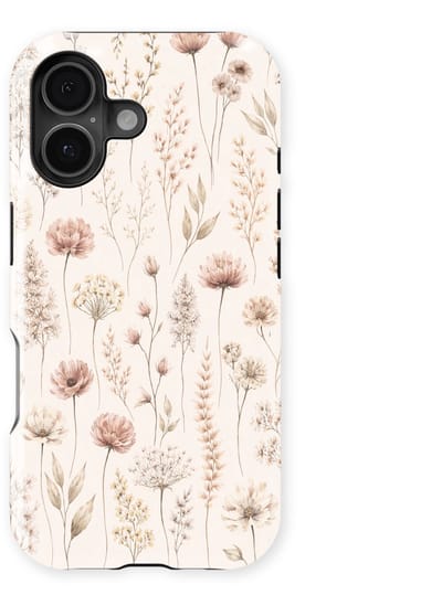 Bloemen Design Hoesje geschikt voor iPhone 17 | Flower Print Tough Case met Mag | Shockproof | Bloemen Motief Backcover geschikt voor iPhone 17 Beige Bloom