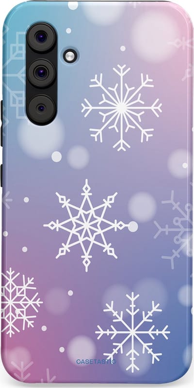 Casetastic hoesje geschikt voor Samsung Galaxy A54 (2023) 5G - Dubbellaagse bescherming - Snowy Winter Gloed - Fashion Case - Lila Lichtgrijs Lichtblauw Lichtroze