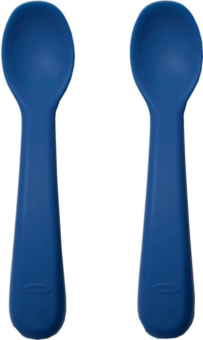 OXO tot Set silicone lepels - Babylepel- Babyservies -Kinderbestekset - Bestek baby -Navy