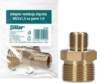 Sillar Adapter voor Hogedrukreiniger – M22 naar 1/4″ Koppeling – Messing – Geschikt voor Kärcher, Kränzle en Makita – 1 Stuk