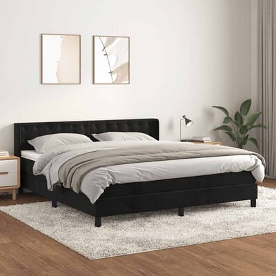 vidaXL - Boxspring - met - matras - fluweel - zwart - 160x200 - cm