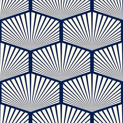 Blauwe Geometrische Behang voor Muurdecoratie - Verwijderbaar Plakbehang voor Slaapkamer en Woonkamer - Art Deco Stijl 44.5cm X 3m