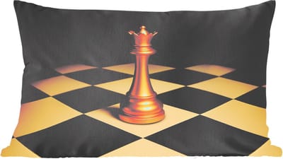 Sierkussens - Kussentjes Woonkamer - 60x40 cm - Koningin - Schaakstuk - Geblokt - Goud