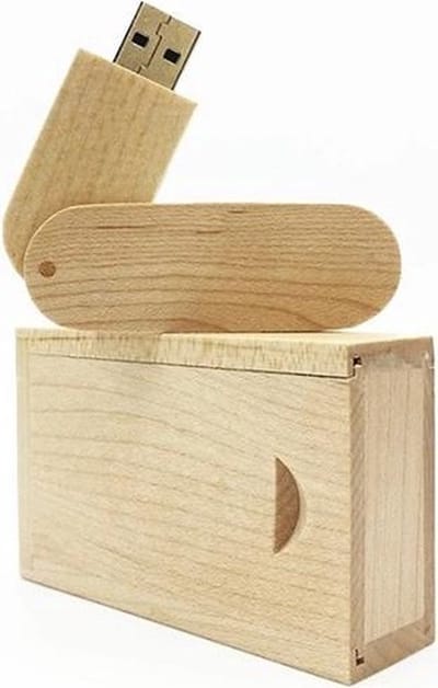 Hout twister usb stick in hout doos 128GB 3.0