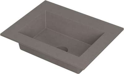 INK Kraft wastafel quartz enkele bak zonder kraangat 60x45x1cm, beton