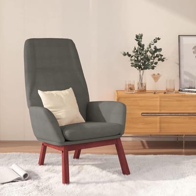 Relax stoel - Fauteuil ligstoel - Thuis ontspannen - Stabiel houten frame - 70 x 77 x 94 cm - Lichtgrijs