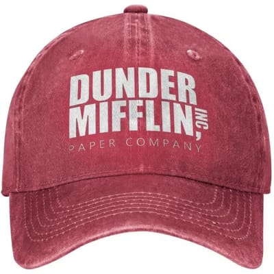Casquettes de Baseball Classiques Logo Dunder Mifflin Hommes Femmes Denim Délavé Lavé Casquette Soleil The Office Voyage Chapeaux Réglables Casquette Adjustable pink