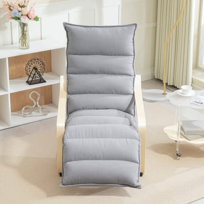 Fauteuil Met Verstelbare Voetensteun - Schommelstoel Voor Woonkamer En Leeshoek - Velvet - Lichtgrijs