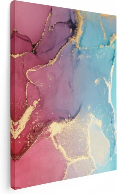 Artaza Canvas Schilderij Abstracte Kunst - 30x40 cm - Klein - Muurdecoratie Goud - Wanddecoratie Woonkamer - Kamer Accessoires Marmer Look