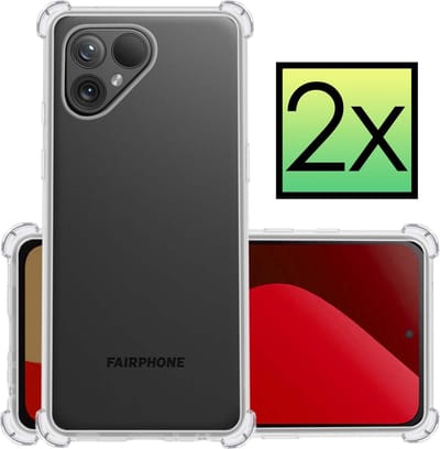 Hoesje - 2 Stuks - Geschikt voor Fairphone 5 - Sterk & Shockproof - Siliconen Case - Back Cover - Telefoon Hoes Shock Proof - Transparant