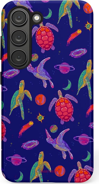 Casetastic Hoesje Geschikt voor Samsung S23 - Stijlvolle Beschermende Duo-layer Case - Kosmische schildpad