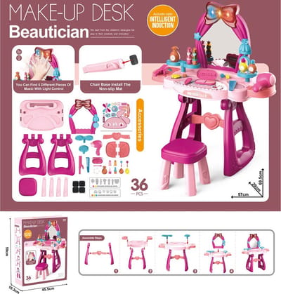 Accessoireset voor kaptafel voor meisjes/simulatie kaptafel speelhuis make-up speelgoed/slimme sensor die muziek schakelt - geen batterijen inbegrepen