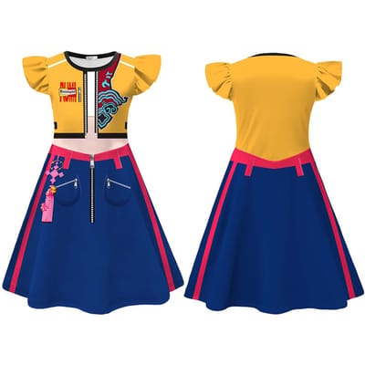 Costume de Guerrier Rumi Copslay Vêtements Robe Film Été Robes à Manches Volantes Impression Numérique 3D Costumes d'Halloween 140 orange