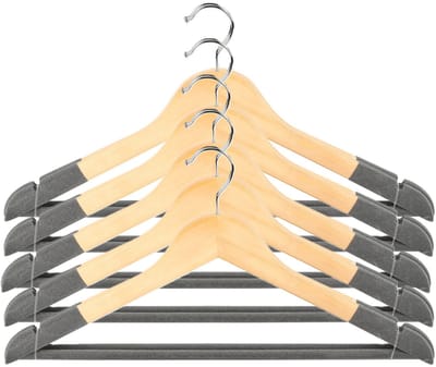Urban Living Kledinghangers Nordic - grijs - 10x stuks - hout - garderobe hangers