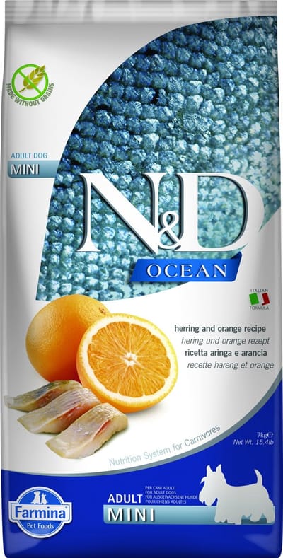Farmina N&D Ocean Haring Sinaasappelsmaak Miniaturen Hondenvoer 7 kg