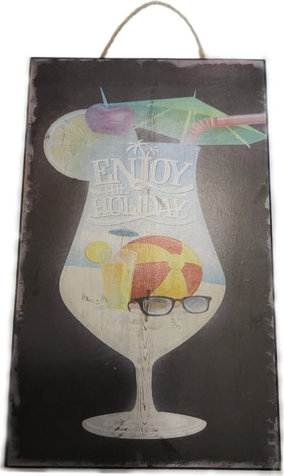 wandbordje - hout - summer - coctail - 24x15