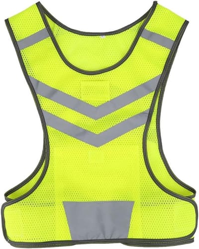 Reflecterend vest - Veiligheidsvest met hoge zichtbaarheid en reflecterende details - Verstelbaar, ademend mesh-vest - Geschikt voor buitensporten zoals hardlopen, Fluorescerend geel polyester materiaal - Tailleomtrek 82-114 cm