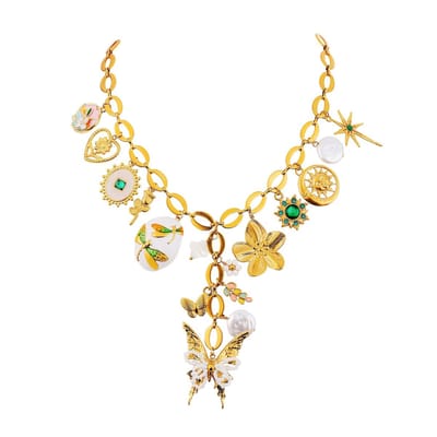 Cliste Couture - Handgemaakt WHITE WINGS MULTI CHARM Ketting - 18k Verguld - Roestvrij staal - Bedels - Ketting dames - Waterproof