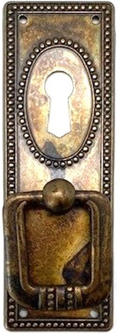 Deurgreep Messing Antiek Ovale Kralenketting verticaal met sleutelgat 33x97mm