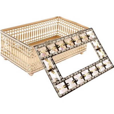 Boîte à mouchoirs en cristal Rectangulaire Porte-serviettes en métal Porte-mouchoirs décoratif pour salon Table basse Salle de bain type 1