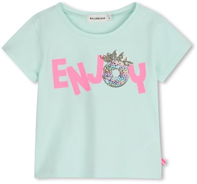 Meisjes t-shirt ´Enjoy´ mintgroen met pailletten 104