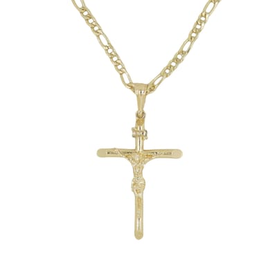 Vergulde ketting Jezus Hanger Kruis ketting beige