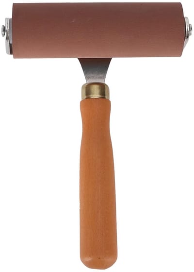 Dailygoods- Rubber Roller 10cm - Antislip Handvat - Hoogwaardige Rubber - Voor Inkt en Lijm - Geschikt voor Stempelen - Comfortabele Grip - Brayer