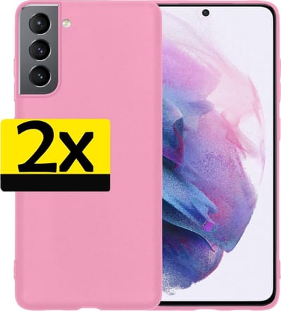 Hoesje - 2 Stuks - Geschikt voor Samsung Galaxy S21 - Sterk & Shockproof - Case Siliconen - Back Cover - Telefoon Hoes - Telefoonhoesjes - Roze