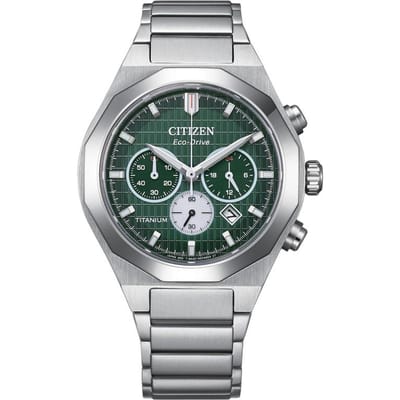 CITIZEN Eco-Drive Serie 50 Meter Waterdicht Solar Kwarts Super Titanium Band 41mm Herenhorloge Groene Wijzerplaat CA4691-59X blauw