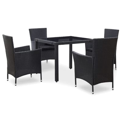 vidaXL - 5-delige - Tuinset - poly - rattan - zwart