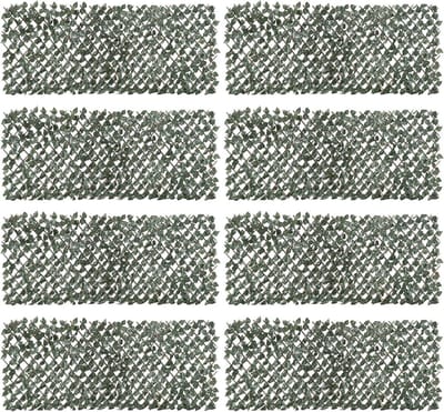 Outsunny 8 Stuks Kunstmatige Plant Muur Hedge Uv-bescherming Privacy Scherm Rhododendron Bladeren Ontwerp 200 X 100 Hedge Plant voor Tuin Outdoor Decor