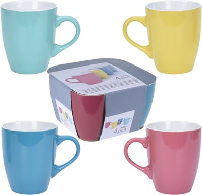 Excellent Houseware Koffie mokken/bekers Costa - 8x - keramiek - met oor - 340 ml