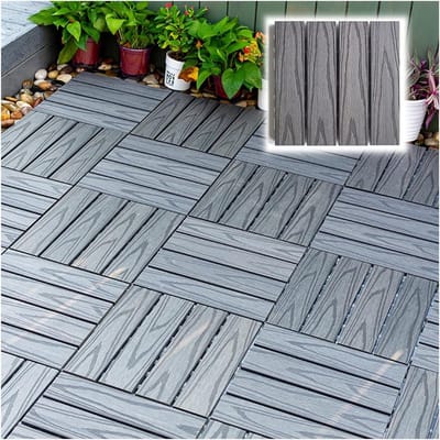 Douchemat Tegels - Buiten vloer - Ruimte Verfraaien - Waterdicht Composiet - 30x30cm 12 Stuks - Grijs