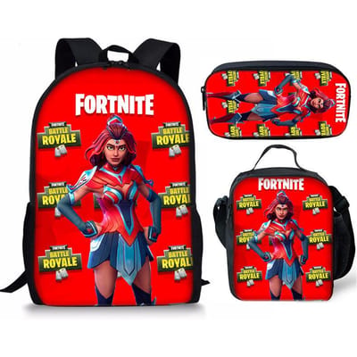 Ensemble de Sac à Dos Imprimé Dessin Animé Fortnite Sac d'Ordinateur Léger Sac d'École pour Homme et Femme Three-piece set