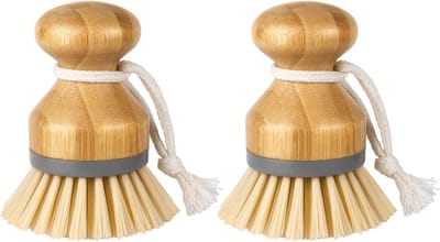 Thijox - Bamboepalmborstel Set - 2 Afwasborstels voor Pannen en Keuken - Duurzaam Bamboe Handvat - Ergonomisch Ontwerp - Ideaal voor Gootstenen, Borde