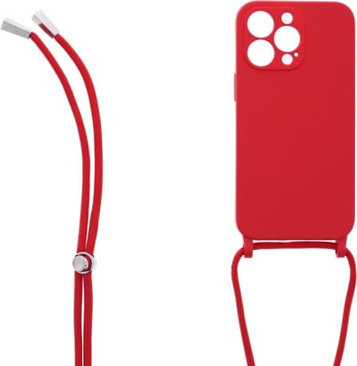 Ketting silicone telefoonhoesje Geschikt voor: iPhone 13 Pro - TPU - Silicone - Rood - ZT Accessoires