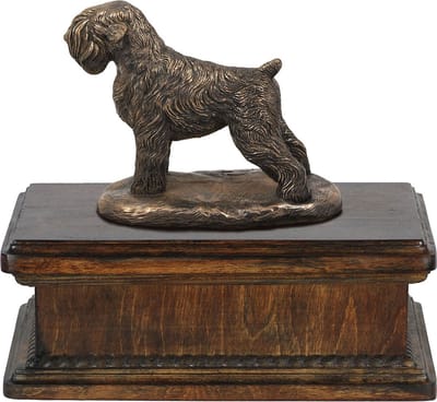 Elegante urn voor hondenas met beeldje van Zwarte Russische Terrier