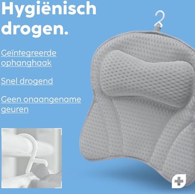 Badkussen Grijs L, Luxe Nekkussen met Zuignappen, Bad kussen voor Home Spa, Orthopedisch Hoofd, Nek & Schouders Steun, Nekkussen, Bad Kussen Nek, Badkussen Voor Bad en Bakuip Nekkussen