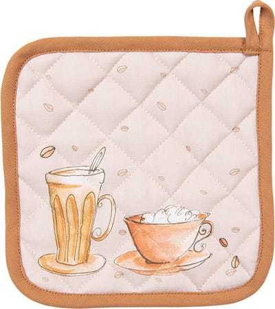 Clayre & Eef Pannenlap Beige Katoen Vierkant Croissant en Koffie