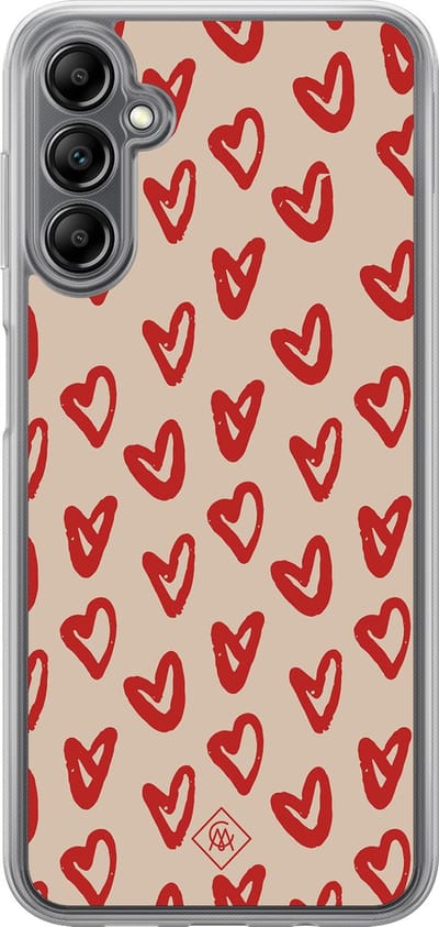 Casimoda® hoesje - Geschikt voor Samsung Galaxy A14 5G - Sweet Hearts - 2-in-1 case - Schokbestendig - Natuur - Verhoogde randen - Blauw, Transparant