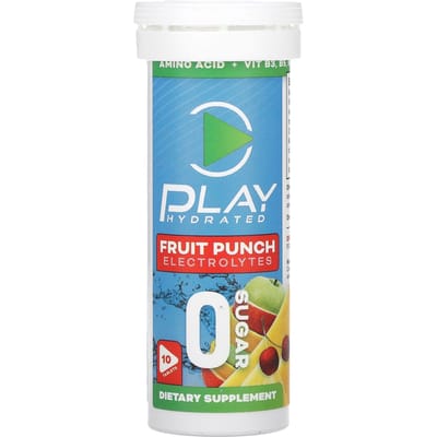Play Hydrated, Électrolytes, Saveur Punch aux Fruits, 10 Comprimés