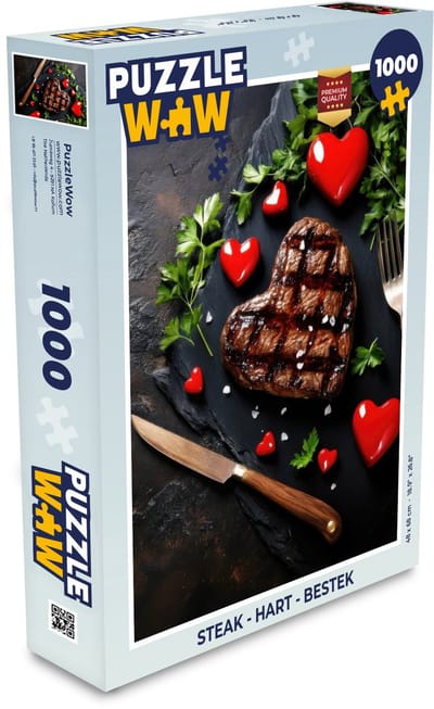 Puzzel Steak - Hart - Bestek - Legpuzzel - Puzzel 1000 stukjes volwassenen