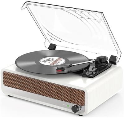 CRLYN® Platenspeler Bluetooth - CD Speler met Speakers - Vintage - Wit