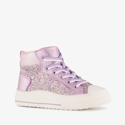 Blue Box hoge meisjes sneakers met glitters paars - Maat 28 - Uitneembare zool