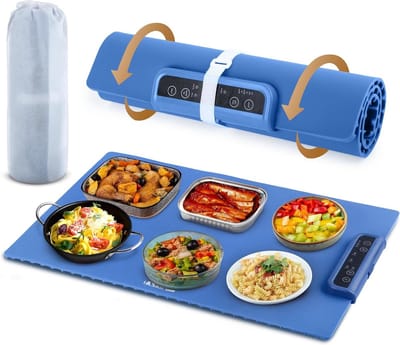Elektrische verwarmingsmat - Warmhoudpad Buffet - Eten Warm Houden - 3 Temperatuurstanden - 260 Watt - Blauw