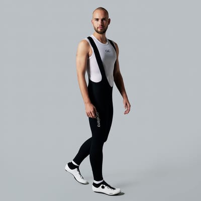 Acelera Intermediate Fietsbroek Lang heren met Zeem en Bretels - Thermo Lange Wielerbroek - Winter Fietsbroek Lang - Zwart - Maat S