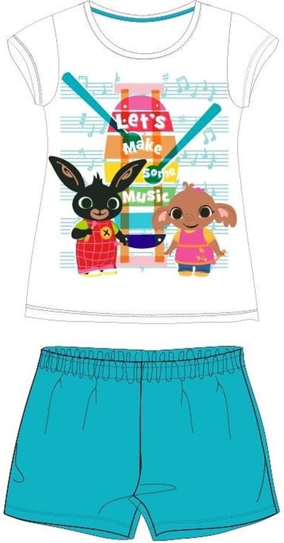 Bing Bunny - Shortama - Maat 116 - 100% katoen - Pyjama - Wit met turquoise