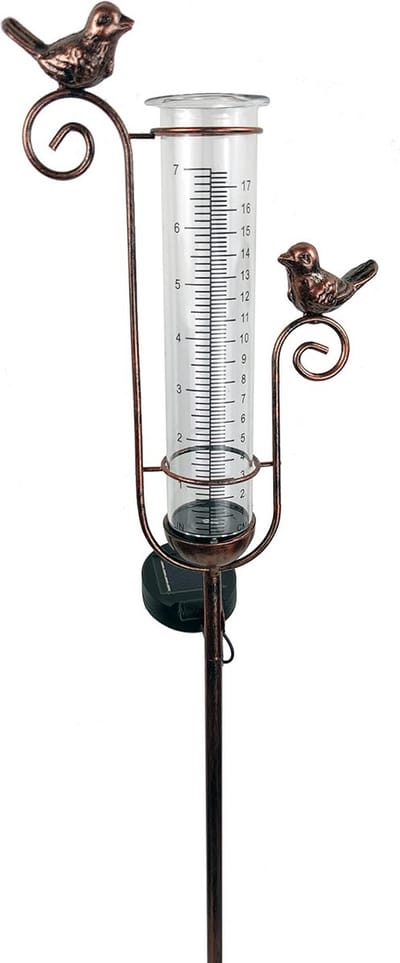 Vogel Regenmeter - Tuindecoratie Zonne-energie - Tuin Versieren - Led Verlichting - 177 cm - Gekleurd