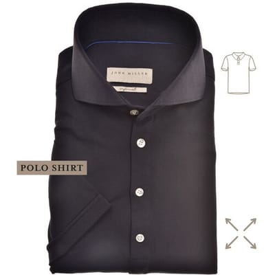 John Miller Polo Short Sleeve Slim Stretch Zwart / male
