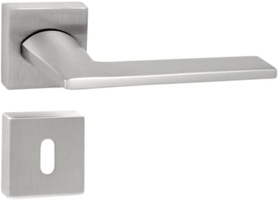 Domino® Deurkrukgarnituur DIANA QR M6 - Chroom gespoten - BB- gladde sleutel met Vierkant Rozette - Deurbeslag van aluminium - Deurklink voor kamerdeur, kantoordeur, kelderdeur en binnendeur